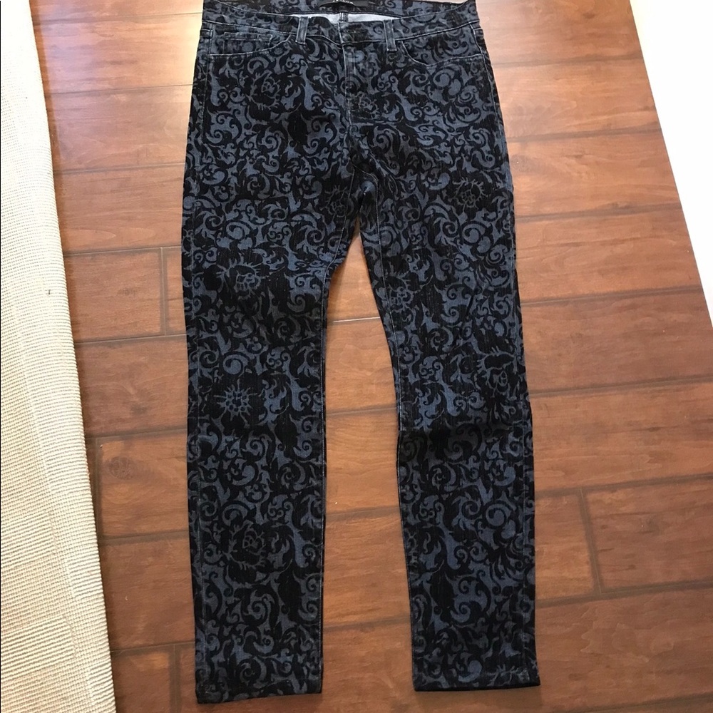 J Brand skinny leg black brocad jeans size 29